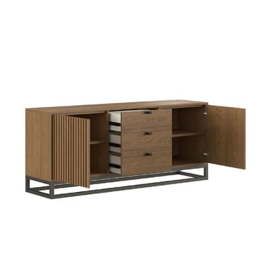 MESA CLÁSICA DE TV 75' TU MESITA JIMMY MELAMINA 18MM BASE METAL MARRÓN 2 PUERTAS 2 CAJONES - 3