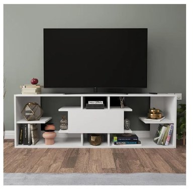 MESA DE TV CONTEMPORÁNEA 77' BRUSELAS TU MESITA MELAMINA 18MM COLOR BLANCO