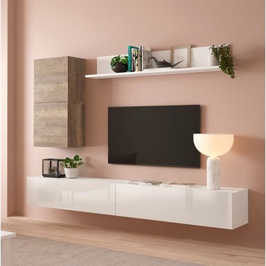 JUEGO DE MUEBLES PARA TV FLOTANTES TRENNER COLOR BLANCO/MARRÓN TU MESITA