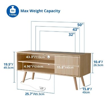 MESA DE TV FUNCIONAL 50' TU MESITA EVA MELAMINA 18MM COLOR DUNA 1 PUERTA - 3