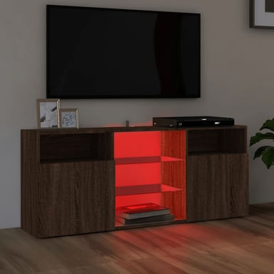 MUEBLE PARA TV NIBURU CON LUCES LED COLOR MARRÓN TU MESITA - 2