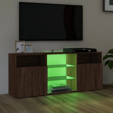 MUEBLE PARA TV NIBURU CON LUCES LED COLOR MARRÓN TU MESITA - 3