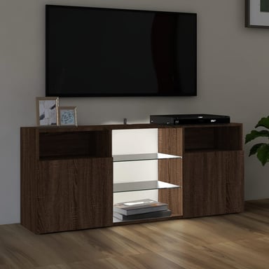 MUEBLE PARA TV NIBURU CON LUCES LED COLOR MARRÓN TU MESITA - 4