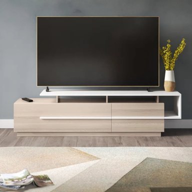 MESA MODERNA DE TV NORRIS COLOR DUNA/BLANCO TU MESITA 2 PUERTAS - 1
