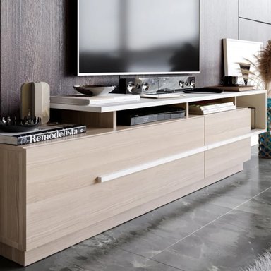 MESA MODERNA DE TV NORRIS COLOR DUNA/BLANCO TU MESITA 2 PUERTAS - 2