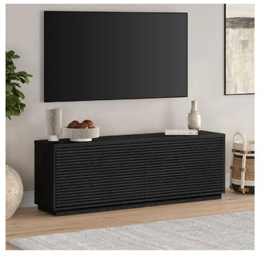 MESA MODERNA DE TV 75' TU MESITA MIREYA MELAMINA 18MM COLOR NEGRO 4 PUERTAS