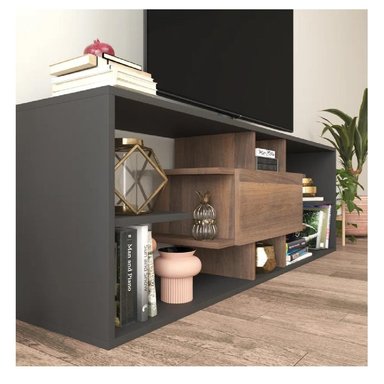 MESA DE TV CONTEMPORÁNEA 77' BRUSELAS TU MESITA MELAMINA 18MM COLOR NEGRO/MARRÓN