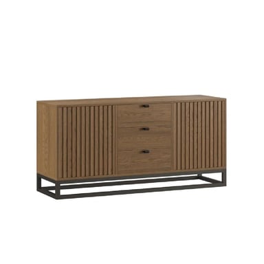 MESA CLÁSICA DE TV 65' TU MESITA JIMMY MELAMINA 18MM BASE METAL MARRÓN 2 PUERTAS 2 CAJONES - 2