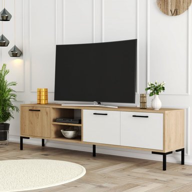 MUEBLE PARA TV FUNCIONAL 3 PUERTAS IGOR COLOR DUNA/BLANCO TU MESITA