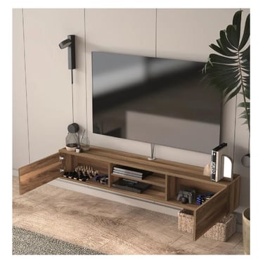 MESA DE TV FLOTANTE 80' AMAUTA TU MESITA MELAMINA 18MM 2 PUERTAS MARRÓN - 2