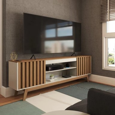 MESA DE TV MODERNA LEONOR COLOR MARRÓN/BLANCO TU MESITA