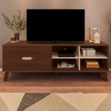 MESA DE TV CLÁSICA VERONA 2 CAJONES TU MESITA COLOR MARRÓN - 1