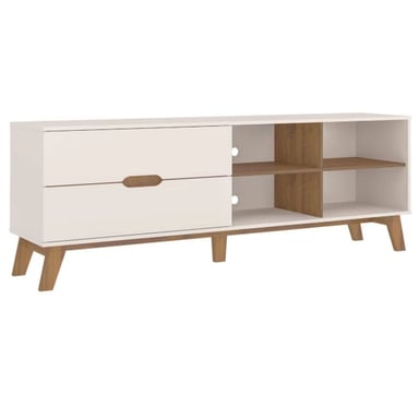 MESA DE TV CLÁSICA VERONA 2 CAJONES TU MESITA COLOR BLANCO - 2