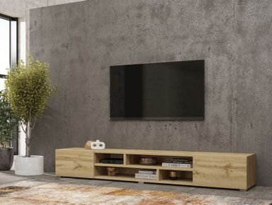 MESA DE TV MODERNA GENIUS COLOR DUNA 2 PUERTAS TU MESITA