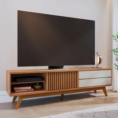MESA DE TV MINIMALISTA ICARUS COLOR HAYA/BLANCO TU MESITA
