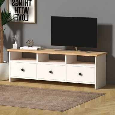 MESA PARA TV MULTIUSOS 3 PUERTAS MAX COLOR BLANCO/DUNA TU MESITA