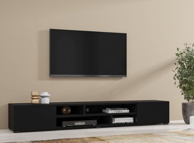 MESA DE TV MODERNA GENIUS COLOR NEGRO 2 PUERTAS TU MESITA