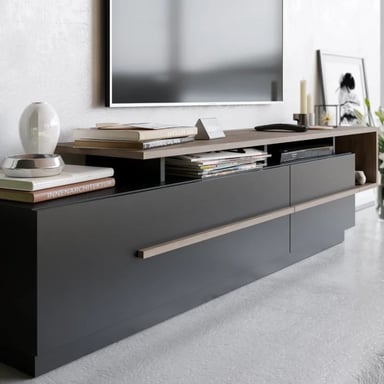 MESA MODERNA DE TV NORRIS COLOR NEGRO/MARRÓN TU MESITA 2 PUERTAS - 2