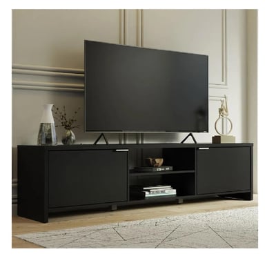 MESA DE TV CLÁSICA TU MESITA JULIUS MELAMINA 18MM NEGRO 2 PUERTAS HASTA 75' - 1