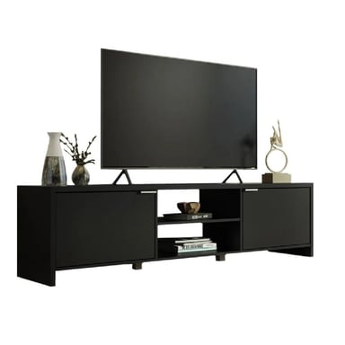 MESA DE TV CLÁSICA TU MESITA JULIUS MELAMINA 18MM NEGRO 2 PUERTAS HASTA 75' - 2