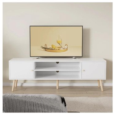 MESA DE TV MULTIUSOS 70' TU MESITA KLAUN MELAMINA 18MM COLOR BLANCO 2 CAJONES