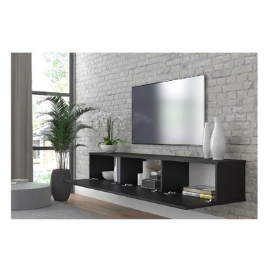 MESA DE TV FLOTANTE 75' TU MESITA SIGRID MELAMINA 18MM COLOR NEGRO 3 PUERTAS - 2