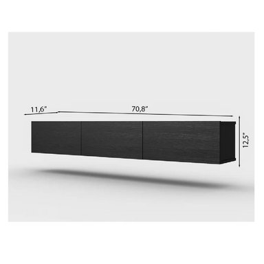 MESA DE TV FLOTANTE 75' TU MESITA SIGRID MELAMINA 18MM COLOR NEGRO 3 PUERTAS - 3