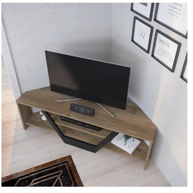 MESA DE TV 55' PARA ESQUINA NAZCA TU MESITA MELAMINA 18MM COLOR ROBLE/NEGRO - 2