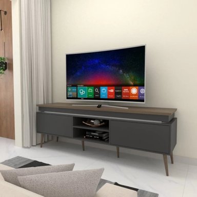 MESA DE TV MODERNA VALTERI CON LUCES LED COLOR GRIS OSCURO TU MESITA