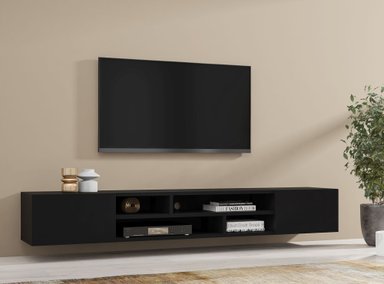 MESA DE TV FLOTANTE GENIUS COLOR NEGRO 2 PUERTAS TU MESITA