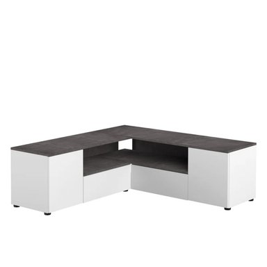 MESA DE TV ESQUINERA MODERNA CABO GRIS/BLANCO - 2