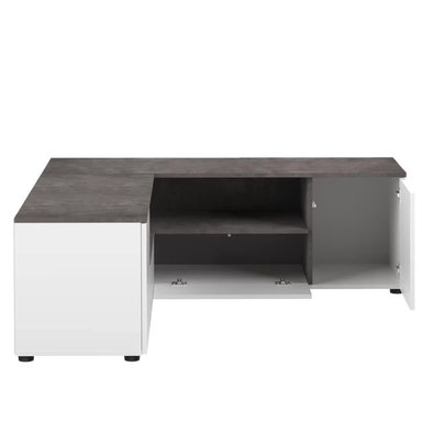 MESA DE TV ESQUINERA MODERNA CABO GRIS/BLANCO - 3