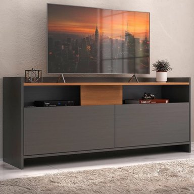 MESA DE TV MODERNA NÁPOLES COLOR NEGRO/HAYA TU MESITA 2 PUERTAS