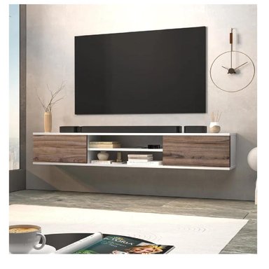 MESA DE TV FLOTANTE 80' AMAUTA TU MESITA MELAMINA 18MM 2 PUERTAS BLANCO/MARRÓN