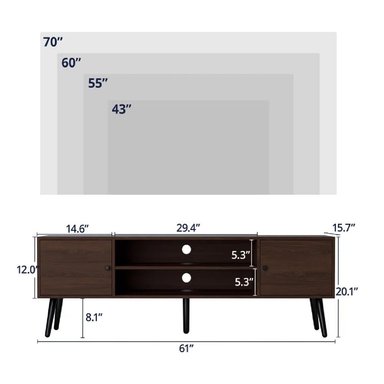 MESA DE TV MULTIUSOS 70' TU MESITA KLAUN MELAMINA 18MM COLOR MARRÓN 2 CAJONES - 3