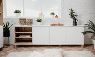 CÓMODA MODERNA MARSELLA COLOR BLANCO 3 PUERTAS TU MESITA