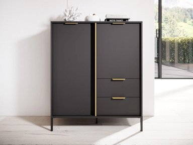 CÓMODA MODERNA BALLARTA 2 PUERTAS 2 CAJONES TU MESITA COLOR NEGRO