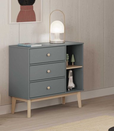 CÓMODA INFANTIL KASIDY 2 COLOR GRIS OSCURO TU MESITA