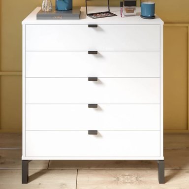 CÓMODA CLÁSICA QUEEN 5 CAJONES COLOR BLANCO TU MESITA