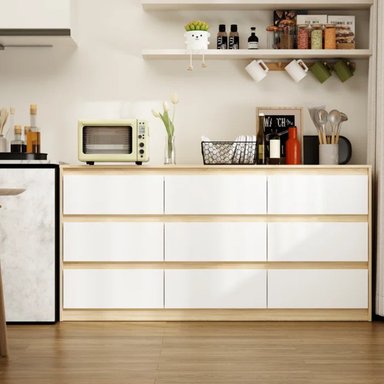 CÓMODA LARGA PARACAS 9 CAJONES COLOR BLANCO/DUNA TU MESITA