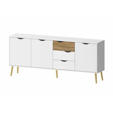 CÓMODA LARGA MATILDE 3 CAJONES 3 PUERTAS TU MESITA COLOR BLANCO/DUNA - 2