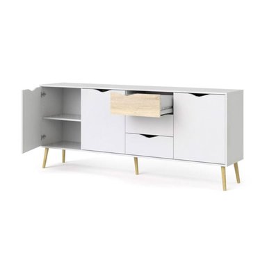 CÓMODA LARGA MATILDE 3 CAJONES 3 PUERTAS TU MESITA COLOR BLANCO/DUNA - 3
