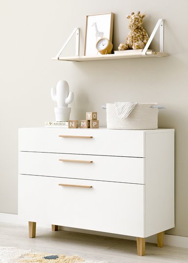 CÓMODA INFANTIL 3 CAJONES KABUL COLOR BLANCO TU MESITA