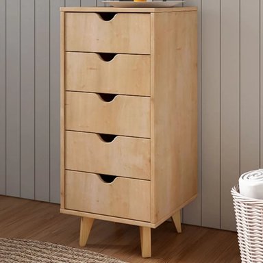 CÓMODA EN VÉRTICAL IPANEMA 5 CAJONES COLOR DUNA TU MESITA