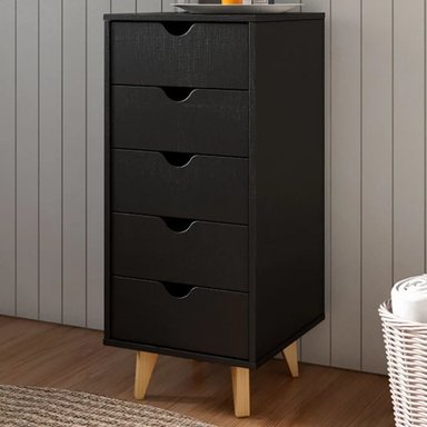CÓMODA EN VÉRTICAL IPANEMA 5 CAJONES COLOR NEGRO TU MESITA