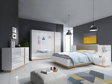 CÓMODA MINIMALISTA MUSARI COLOR BLANCO/DUNA 4 CAJONES TU MESITA