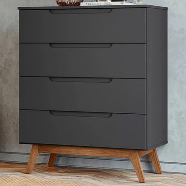 CÓMODA CLÁSICA ALPHA 4 CAJONES COLOR NEGRO TU MESITA