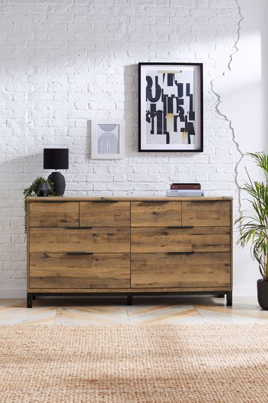 CÓMODA RÚSTICA BETA COLOR MARRÓN 8 CAJONES TU MESITA