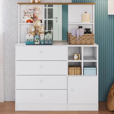 CÓMODA INFANTIL ARTICA CON ESPEJO 4 CAJONES TU MESITA