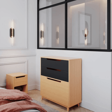 CÓMODA COMPACTA MOKA 3 CAJONES COLOR DUNA/NEGRO TU MESITA